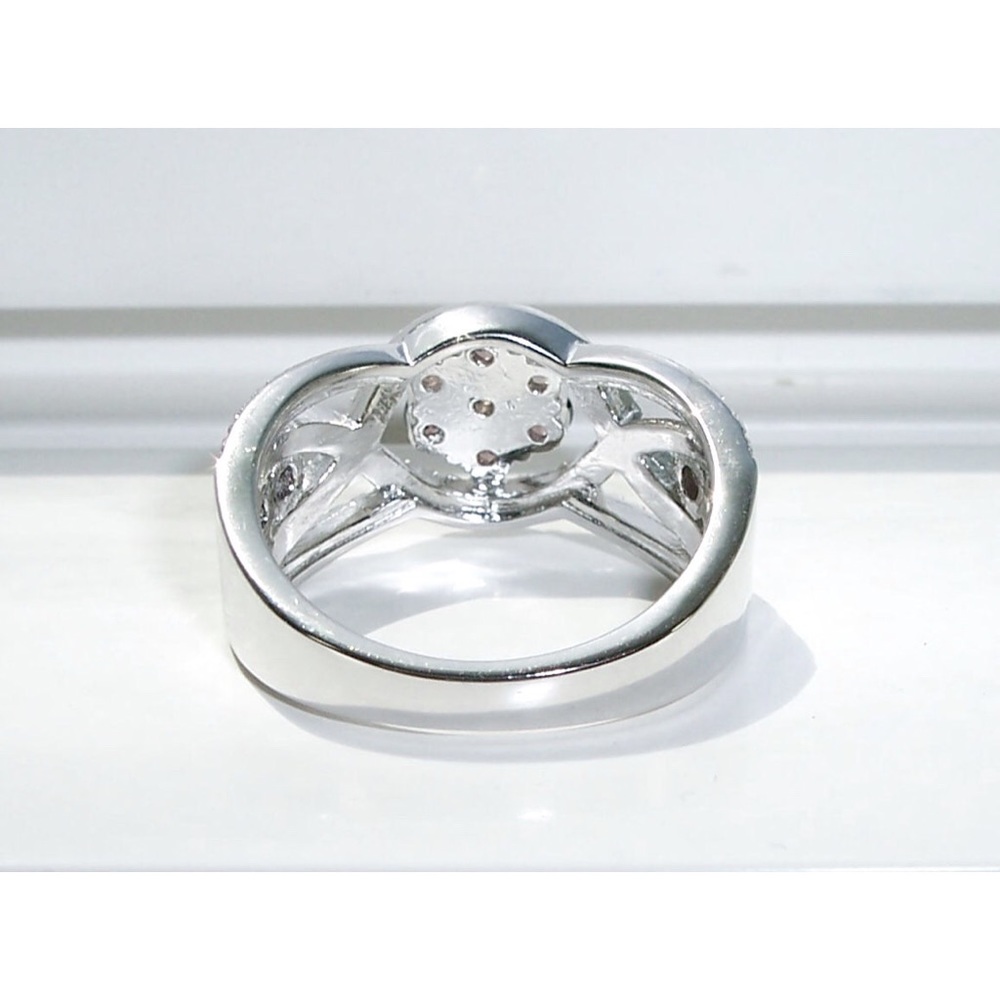 925 STERLING SILVER Chocolate Cubic Zirconia Cluster Ring - Picture 10 of 14